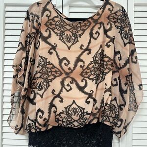 Elegant Black and Tan Women's Top